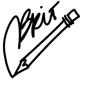 handwritten Brit written by a cartoon pencil